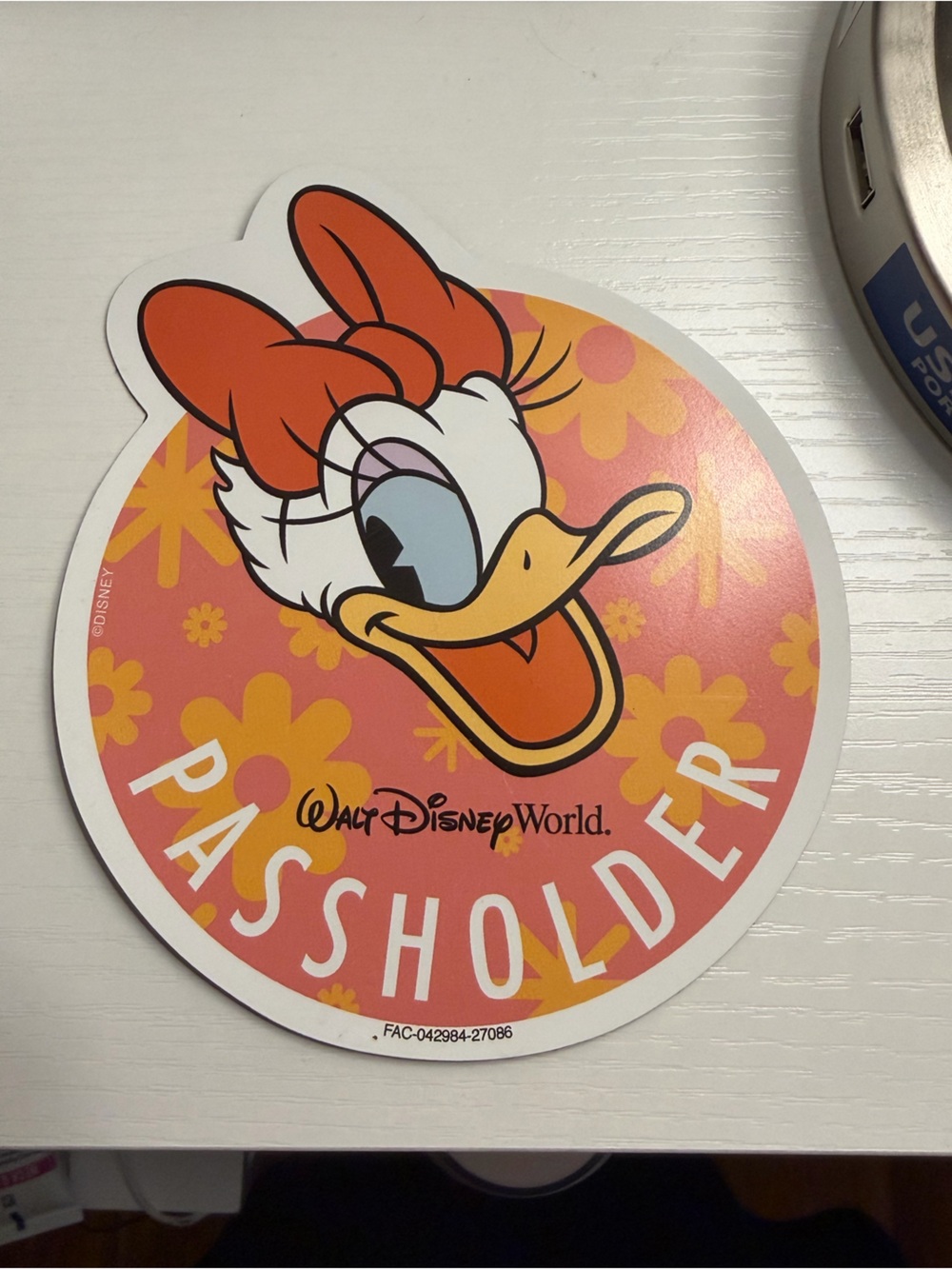 Disney Daisy Duck Pink and Orange Floral Passholder Magnet